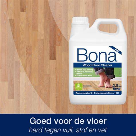 Infographic over Bona Houten Vloer Reiniger, sprayen en dweilen