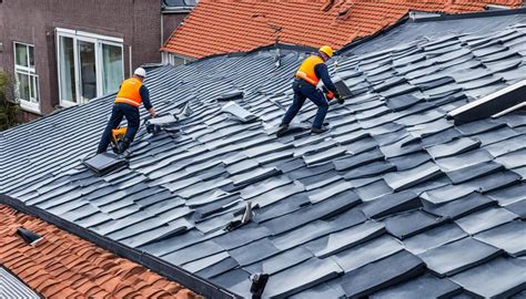 Foto van een professioneel gerepareerd dak na hagelschade