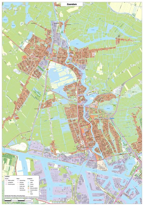 Kaart met routes Zaandam naar lokale winkels