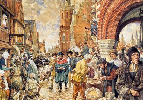 Prent uit de middeleeuwse literatuur in zwart-wit stijl