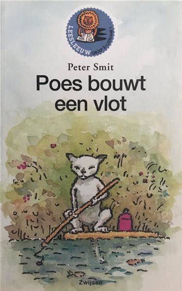 Kleurrijke prent van een poes die een boot bouwt