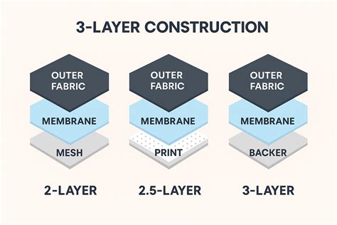 Infographic over 2L vs 3L lagenconfiguratie, buitenlaag vs vlies vs binnenlaag