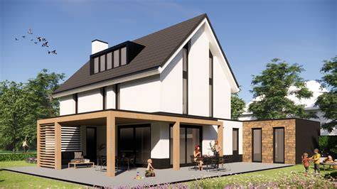 Foto van een Bilthoven-woning met moderne gevelafwerking en strak pleisterwerk