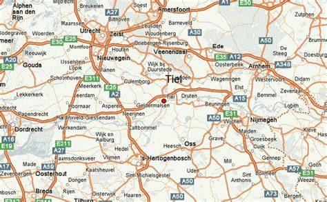 Kaart van Tiel en directe omgeving met focus op schildersdiensten