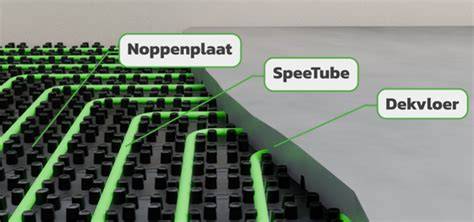 Visualisatie van noppenplaat systeem en spreiding buizen