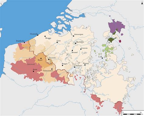 Kaart met het Vlaamse toneel in de vroege 20e eeuw