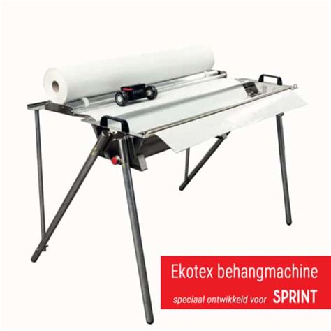 Schema van hoe de Ekotex Sprint baan door de waterbak geleid moet worden en het vouwproces