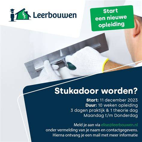Infographic: Carrièrepad stukadoor (opleiding, BBL-trajecten, werkervaring, stap-voor-stap naar erkend vakman)