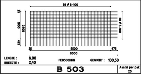 Illustratie van betonijzer (wapeningsnet) in een funderingssleuf