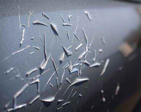 Illustratie van verschillende soorten schade aan een aanrechtblad, zoals krassen, chips en deuken.