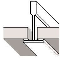 Schema dat de verschillende randafwerkingen van systeemplafondplaten illustreert (inleg, doorzak)