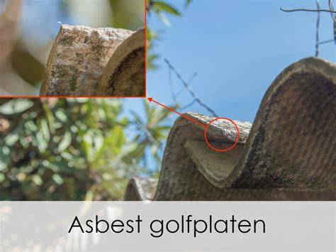 Infographic over herkenning van asbest in golfplaten en dakbedekking