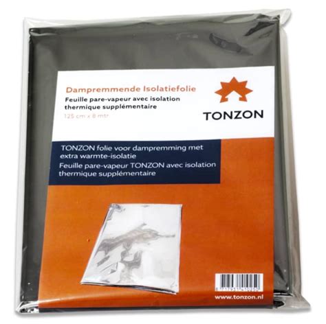 Schema dat de werking van de TONZON Dampremmende Isolatiefolie illustreert, met nadruk op het blokkeren van warmtestraling.