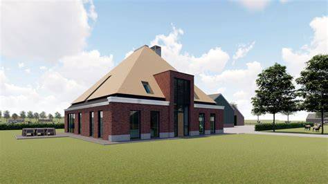 foto: stolpboerderij en huidige moderne toevoegingen