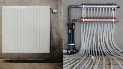Schema van leidingsysteem met radiatoren, ventielen en bypass