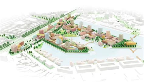 Impressie van de toekomstige stadswijk Binckhorst met een mix van woningen en groen