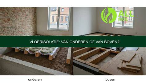 Diagram: Plaatsingsopties vloerisolatie (boven vs onder)