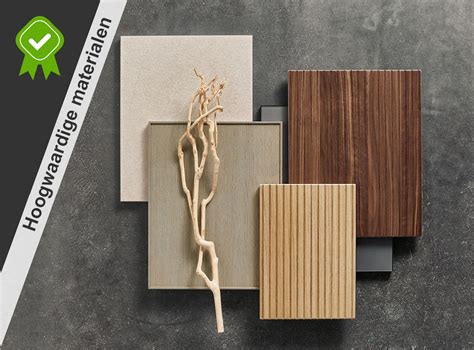 Voorbeelden van verschillende materialen en afwerkingen voor keukendeurtjes en werkbladen