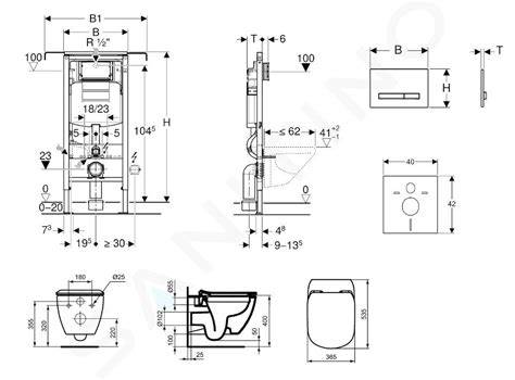 illustratie hangend toilet en inbouwreservoir (doorsnede)