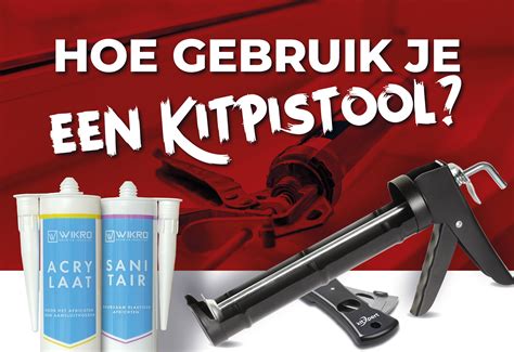 Illustratie van een kitpistool met een spuitmond die een voeg afdicht.