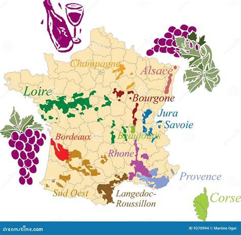 Kaart en kaartweergave van de Rhône-vallei met valkvelden en wijngebieden