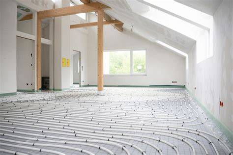 Infographic: werking van kamerthermostaat en vloerverwarming in huis