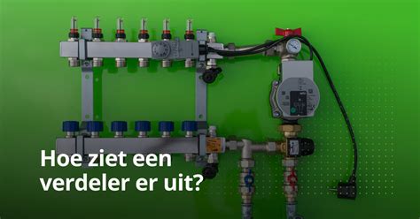 Diagram van een vloerverwarming verdeler met uitleg van de onderdelen