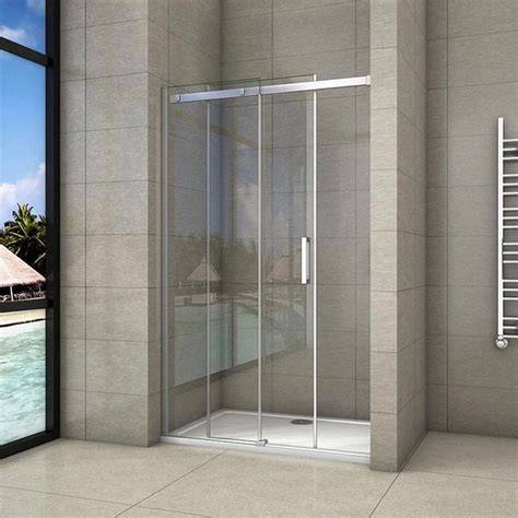 Illustratie van 140x200 cm douchewand met schuifdeur in chroom uitvoering