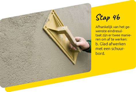 Illustratie van het aanbrengen van stucmortel op een muur met een spaan.