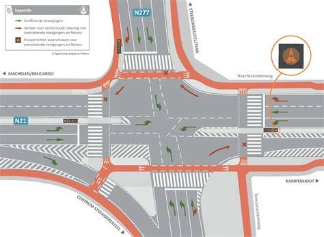 Infographic kaart: huidige en toekomstige indeling Burgemeester Verkuijlstraat en kruispunt met Koorstraat