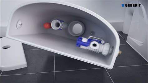 Schematische werking van Geberit spoelsysteem met hydrolifter en bodemventiel