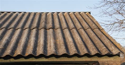 Foto van een woning met asbest golfplaten dak.
