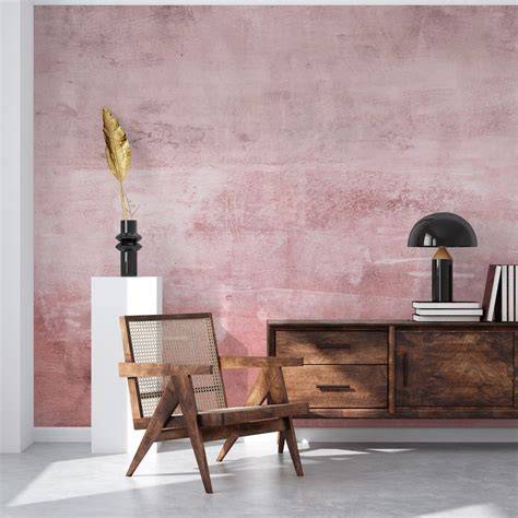 Roze oudroze vliesbehang met lichte textuur: voorbeeldafbeelding van een warme wand