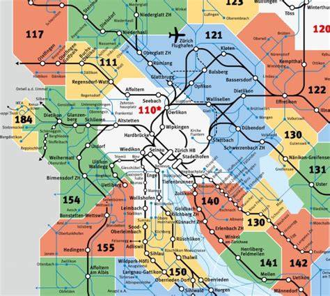 Kaart van Zürich met Google-locaties en toekomstige uitbreidingen langs de Limmat