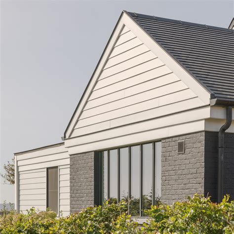 Illustratie van een huis met moderne Cedral gevelbekleding in diverse kleuren.