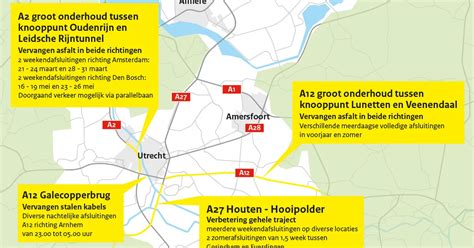 Infographic: planning wegwerkzaamheden Utrechtse regio, met omleidingsroutes en start-einddata
