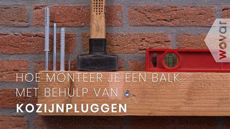Infographic: Benodigd gereedschap en stappenplan voor het bevestigen van een houten balk aan een stenen muur