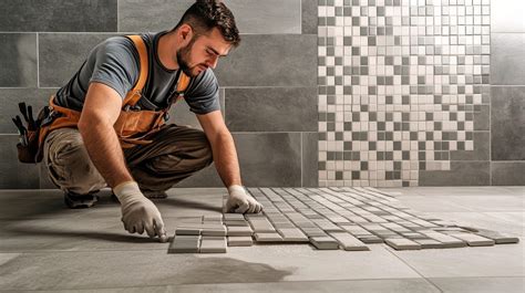 Een tegelzetter legt vakkundig keramische vloertegels