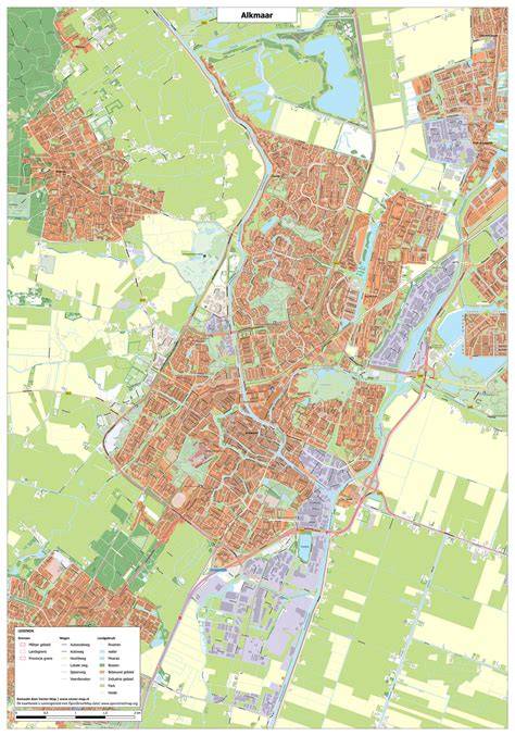 Kaart met Alkmaar en omliggende gebieden