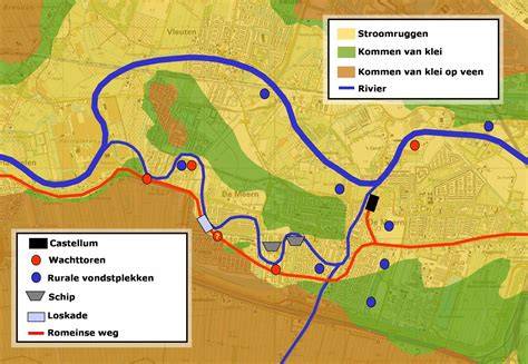 Kaart van Houten met Rijnhuizen, Castellum en Schalkwijk