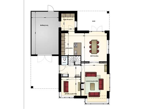 Plattegrond van een jaren 30 woning met aanduiding van warmteverlies via de vloer