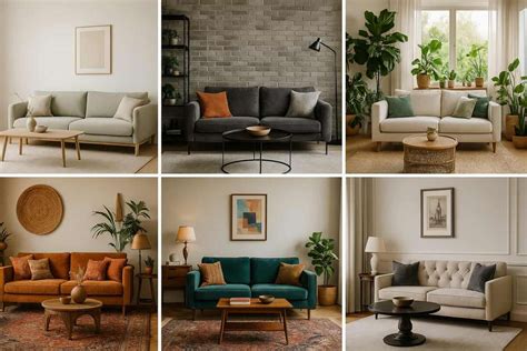 Illustratie van verschillende interieurstijlen met bijpassende tegelkleuren.