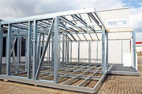 Diagram: staalframe dakconstructie met C-profielen