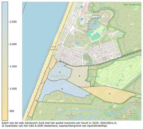 Kaart met projectie van Zandvoort-Zuid en duingebied, met aanduiding Frans Zwaanstraat en geplande voorzieningen