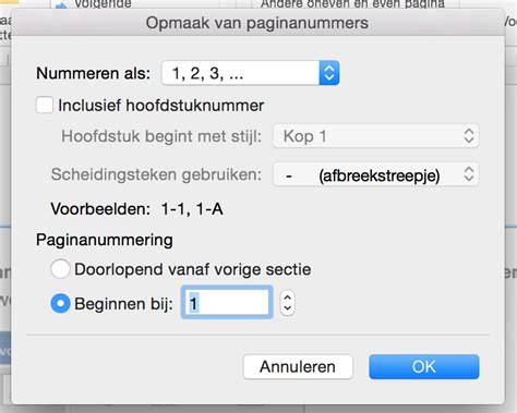 paginanummering in koptekst