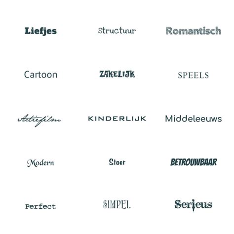 Voorbeelden van gepersonaliseerde naambordjes met verschillende lettertypen en designs.