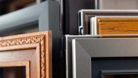 Collage van K-VISION kozijnen in diverse kleuren en afwerkingen, inclusief voorbeelden van houtnerfstructuren en tweekleurige opties.