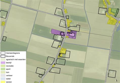 Afbeelding: Voorbeeld van erfkaveling met bouwvlak en kavelgrens