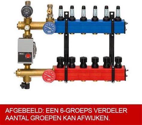 Praktische montage-schets van verdeler met bovenaansluiting