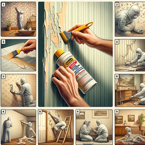 Illustratie van het verwijderen van oud behang met een plamuurmes.